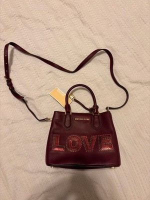 Michael Kors Adele MD Messenger Merlot Leather LOVE Satchel
