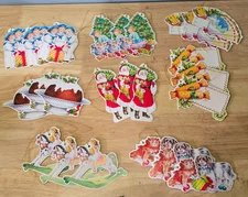Vintage 1983 Lot of 24 Lillian Vernon Paper Christmas Ornaments Santa Toys Cats