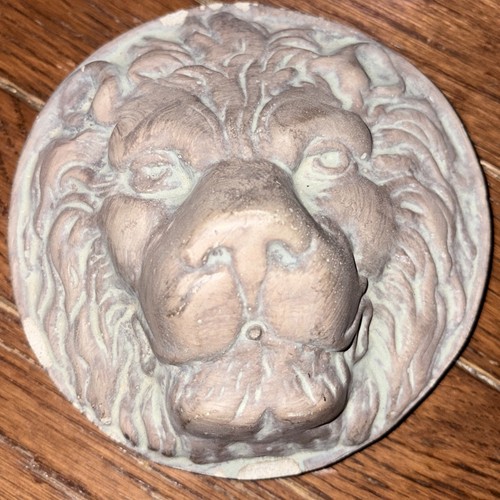 Vintage LION Chalkware Head Sculptural Plaster Wall Art Plaque Sculpture