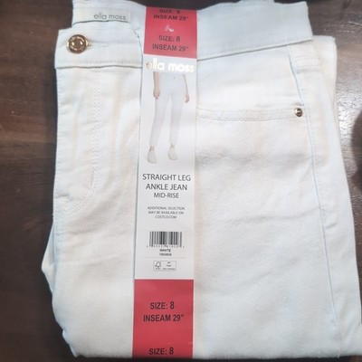 Ella Moss Jeans Adult Size 8 White Denim Straight Leg Ankle Mid-Rise Womens
