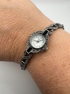 Vintage Xanadu Watch Marcasite Bracelet Art Deco Style NEEDS BATTERY 7''