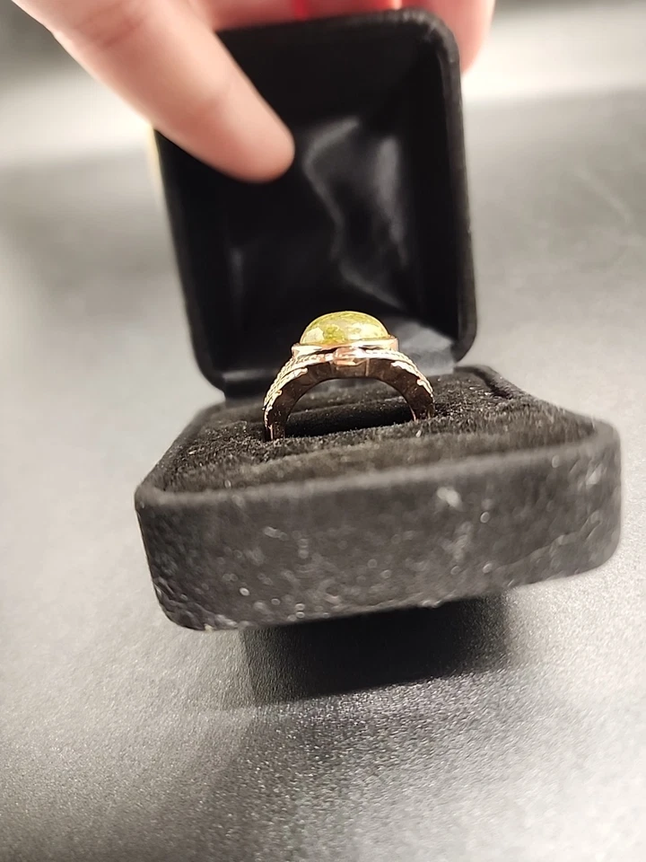 Anillo de cobre Timna con piedra Cabachon Unakita JTV COP635 talla 7 Foto 4 de 4