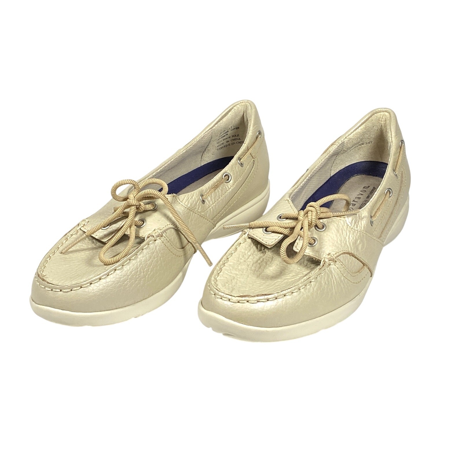 Aravon New Balance Boat Shoes Loafers Cream Slip On Leather Vibram