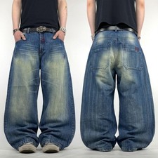 Vintage y2k faded skater grunge baggy wide leg archive embroidered jeans