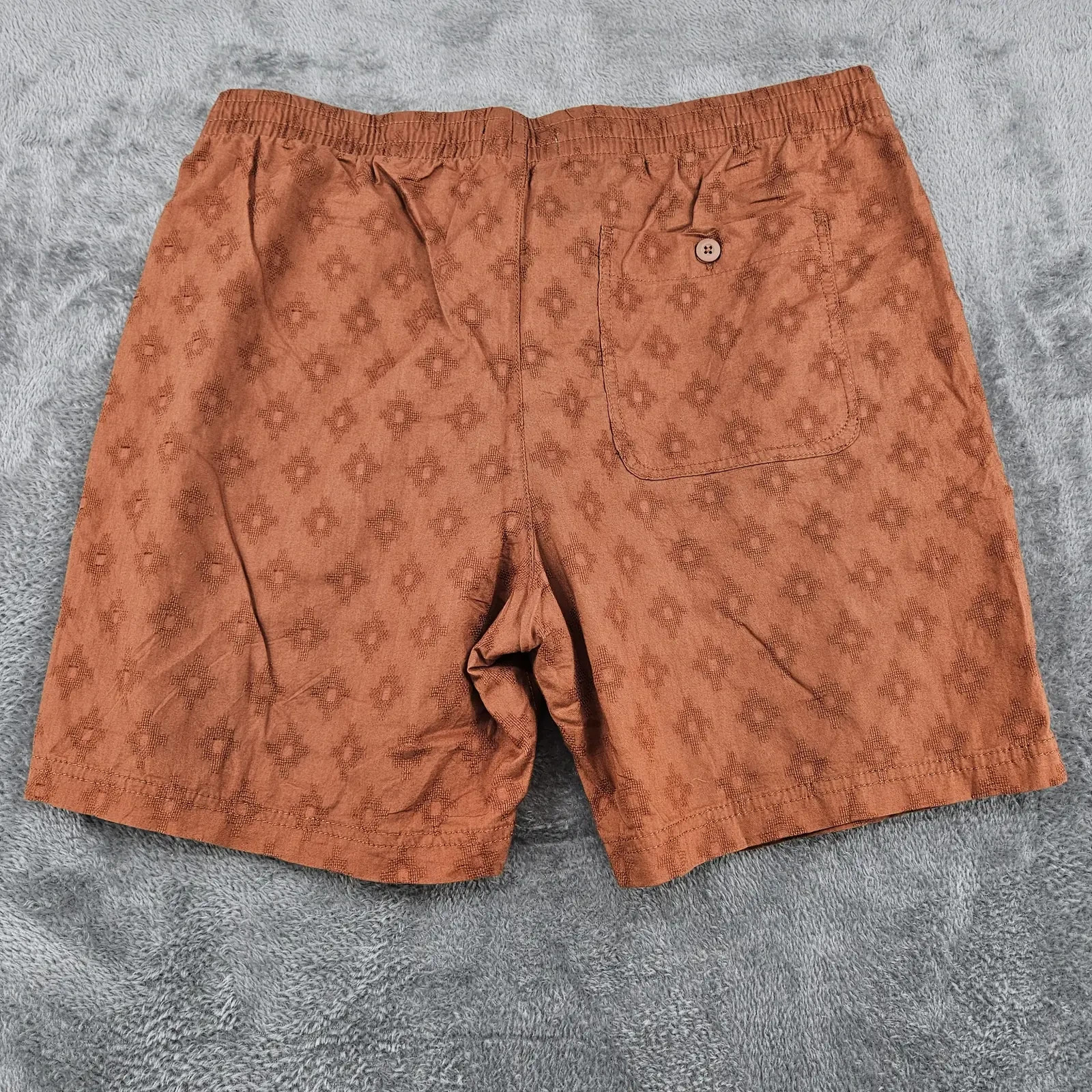 M&S Mens Shorts Large 36-38 Chestnut Pure Cotton Jacquard Elasticated Waist image 3
