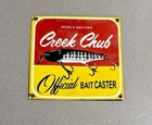 VINTAGE CREEK CHUB CASTER LURES FISH PORCELAIN SIGN CAR GAS TRUCK OIL MOTORCYCLE