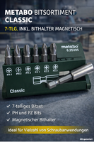 Metabo Bitsortiment Classic, 7-Tlg. Inkl. Bithalter Magnetisch 6.25395