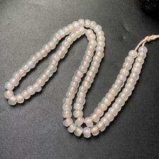 Tibetan Natural White Agate Dzi 108 Pcs Mala Beads Prayer Necklace M1222