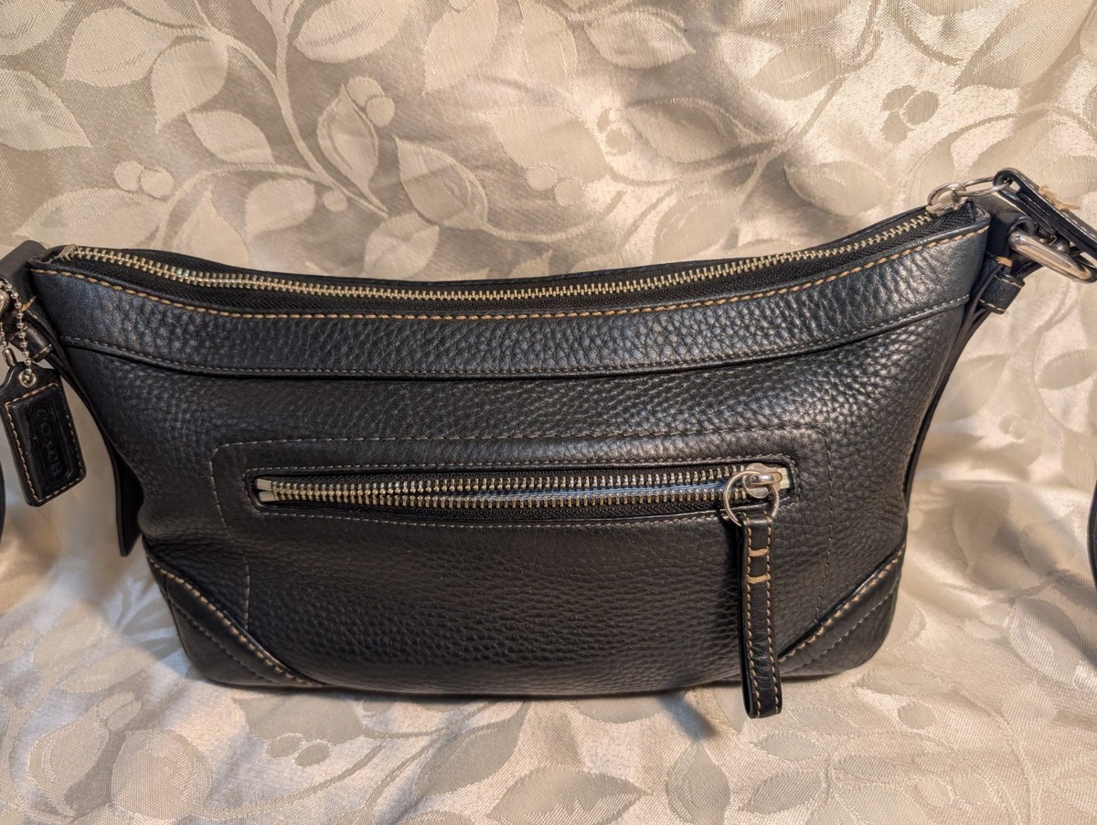 バッグ coach one shoulder bag real leather y2k Vintage Coach F12321 Shoulder Bag black pebble leather Y2K retro