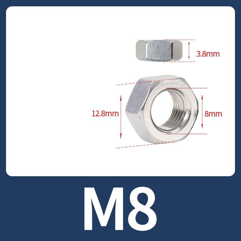 Hexagon Thin Half Lock Nuts Metric Coarse Threads A2 Stainless Steel M2 ...