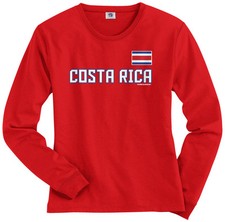 Threadrock Women's Costa Rica National Team Long Sleeve T-shirt Flag Pride