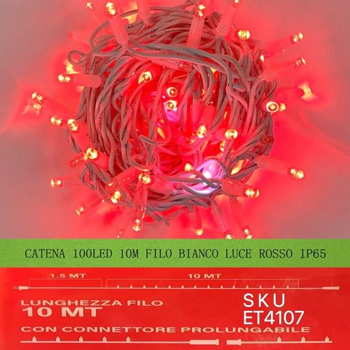 SERIE LUCI LED NATALE STRINGA CATENA 100 LED 10 METRI CON FLASH ESTERNO IP65 - Foto 10 di 11