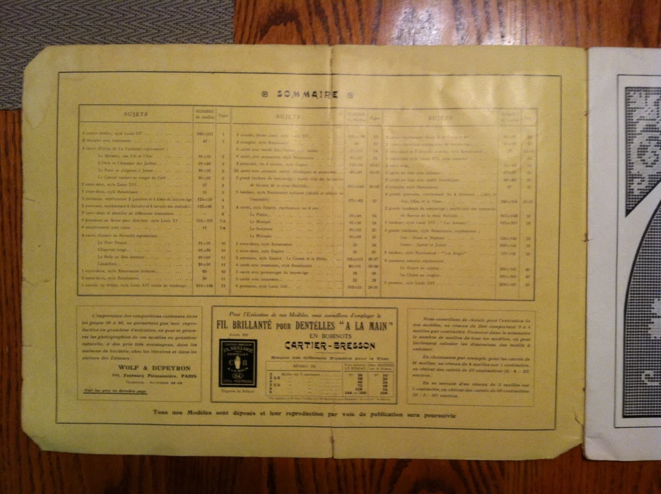 Filet Ancien #1  French Needle Lace Design Book 12" x 16 1/2" - Image 2 of 4