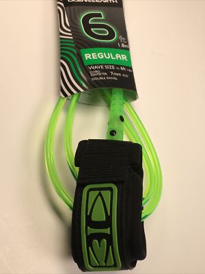 Surfboard ankle 7mm leash ocean & earth 6' foot lime DOUBLE SWIVEL foot O&E