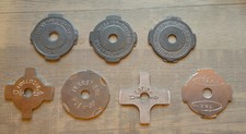 Lot of 7 Vintage Metal 45 Record Adapters - Seven Different Style Adapters