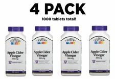 21st Century, Apple Cider Vinegar, 4 PACK, 300 mg, 250 Tablets (1000 total!)