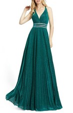 Mac Duggal Embellished Sparkle A-Line Gown, Size 8 in Teal