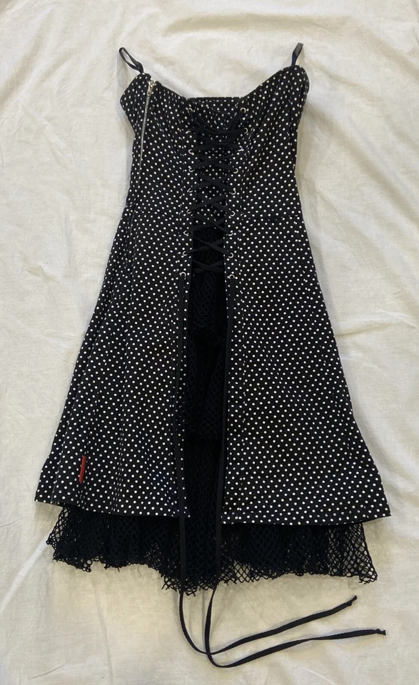 Vestido Corsé Vintage Tripp NYC Gótico Blanco y Negro Lunares Disfraz Fiesta Talla S Foto 2 de 4