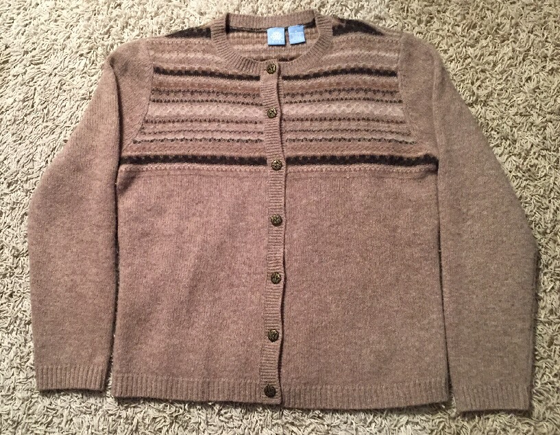 Frost Womens 100% Lambswool, Button-up Beige/camel Sweater, Size