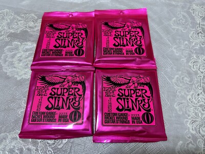 Lot of 4 Ernie Ball Super Slinky Electric Guitar Strings 2223 - New