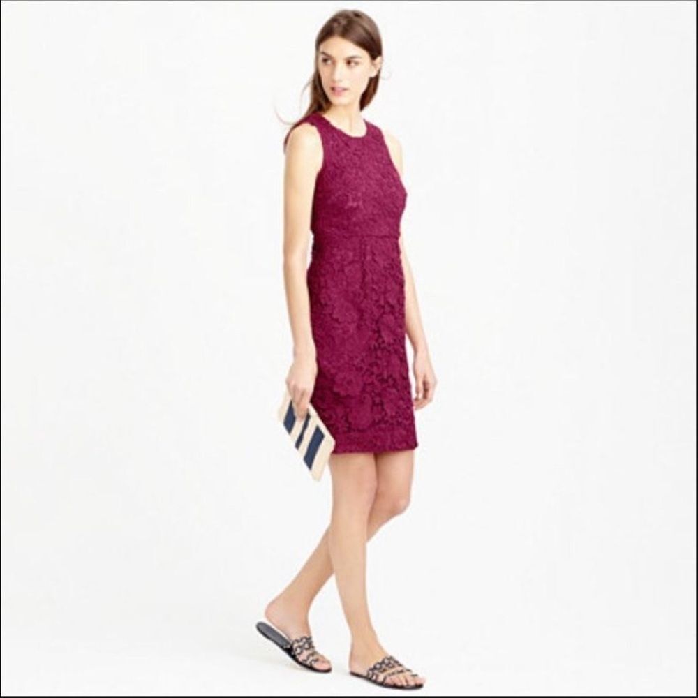 j crew floral lace dress 🆕 J Crew Sleeveless Floral Lace Sheath Dress