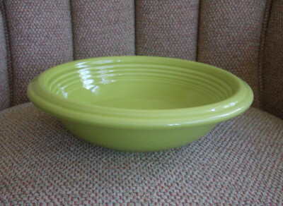 BISTRO BRIGHTS STONEWARE CHARTREUSE RIBBED SOUP/CEREAL BOWL 8 1/4'' MINT