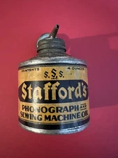 1900's Vintage S.S. Stafford's PHONOGRAPH & SEWING MACHINE OIL Can 4oz NOS