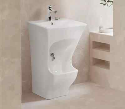 Zweistufiges Wudu Waschbecken, Wasserhahn & Armatur. Großes Fußwaschbecken & eckiges Waschbecken
