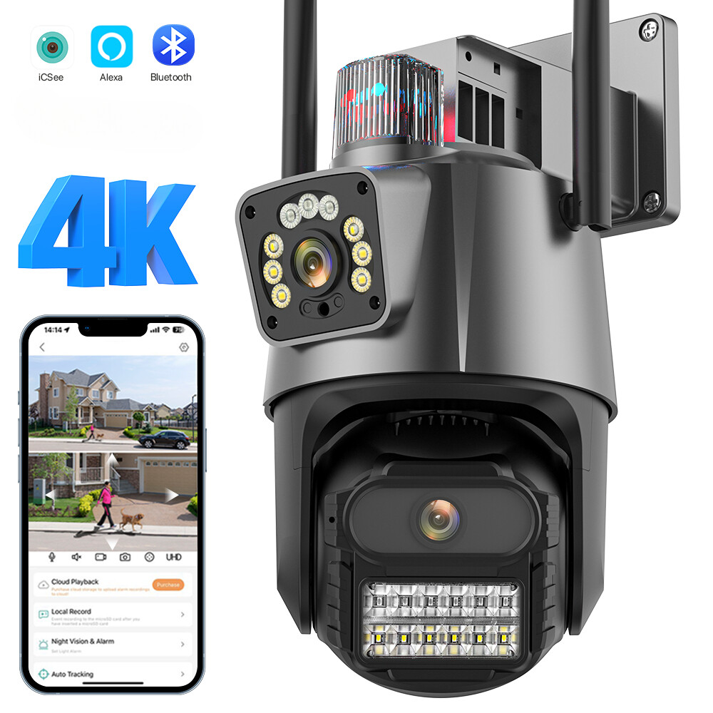 4K Dual Lens IP Camera 8MP HD Dual Screen Security Camera Video Surveillance New