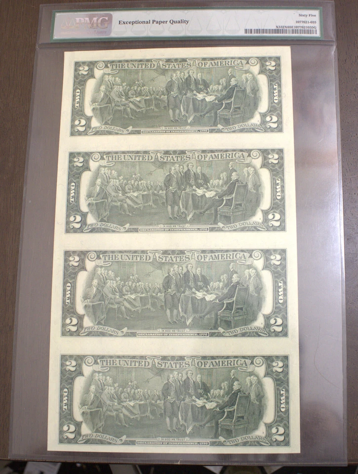 1976 $2 Two Uncut Sheet of 4 New York Federal Reserve Notes PMG 65 EPQ Lot 3972 - Image 2 of 2