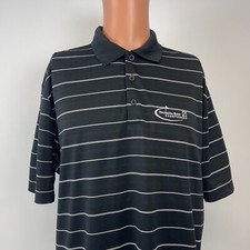 Nike Golf Deutsche Bank Championship Embroidered Striped Dri Fit Polo Shirt L
