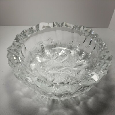 Vtg Hoya Clear Crystal Ashtray Iceberg Crown  7½'' dia. Heavy Thick Walled Glass