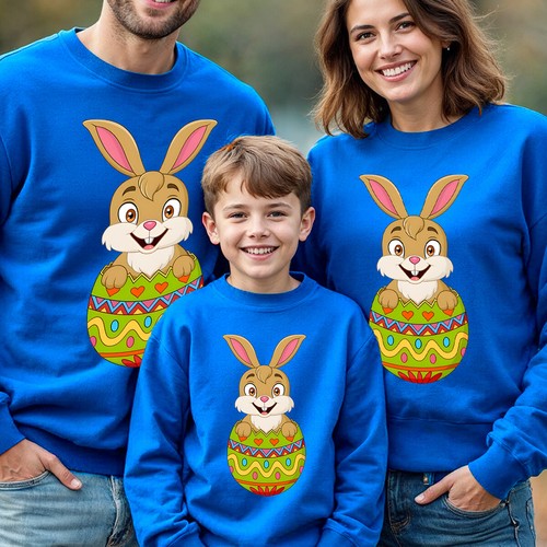 Family Bunny Happy Easter Sweatshirt Jumper Cute Festival Holiday Matching 1#ED - Picture 10 of 27