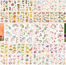 8Sheets Cartoon Unicorn Dinosaur Mermaid Metallic Temporary Tattoo Stickers NH27