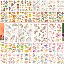 8Sheets Cartoon Unicorn Dinosaur Mermaid Metallic Temporary Tattoo Stickers NH27