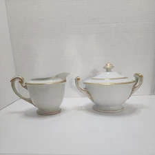 Vtg Empress China Sugar And Creamer "Gold Wreath" Japan-Gold Trim on White