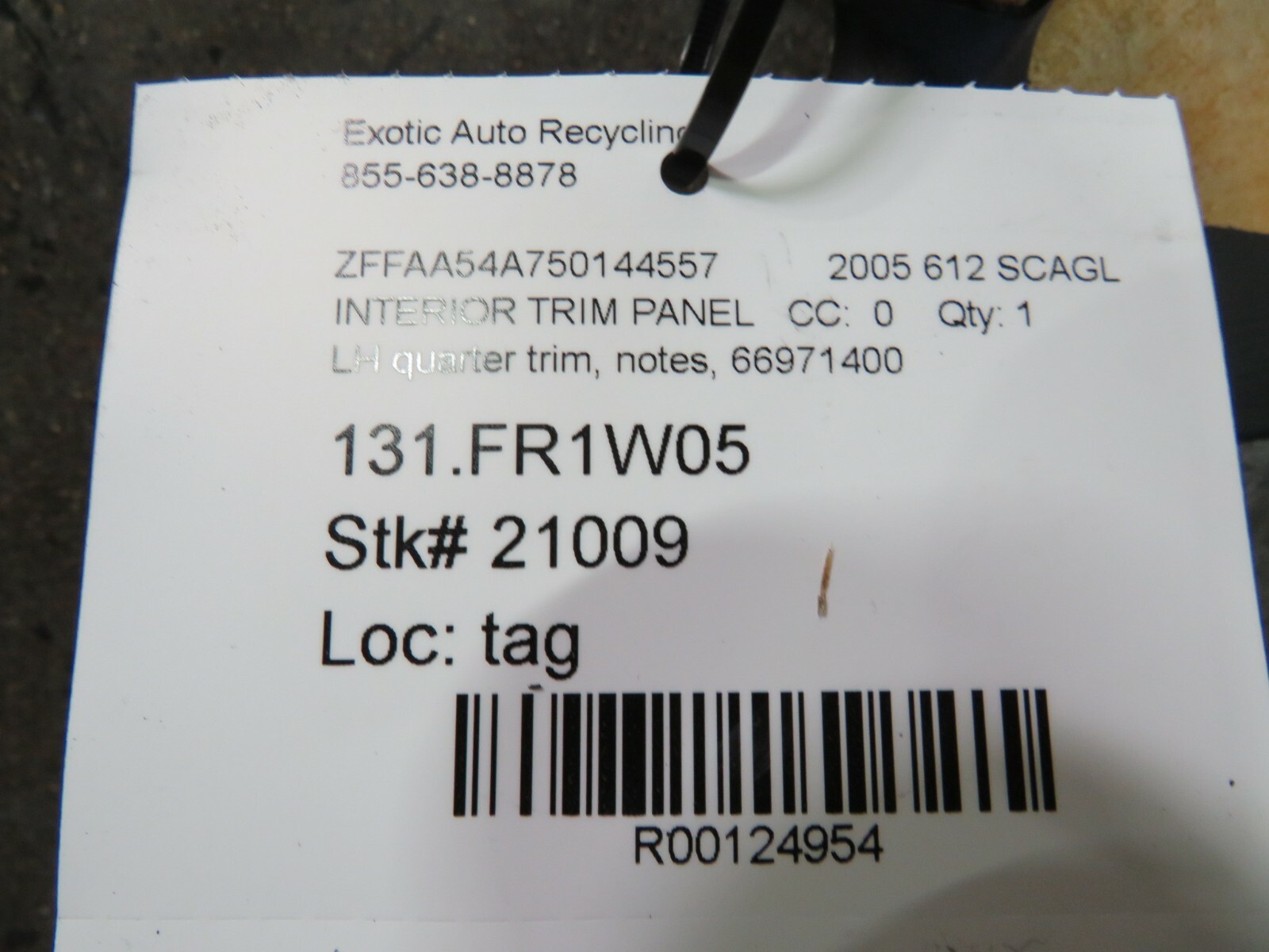 Ferrari 612 Scaglietti, LH, Interior Quarter Trim Panel, Used, P/N 66971400