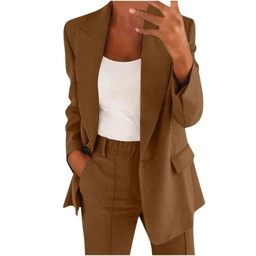 New Womens 2-piece Suit Set Long Sleeve Suit Pants Casual Business Size: S-5XL🔥 - Picture 9 of 39