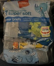 Hanes Toddler Boy Size 2T-3T Printed Cotton Super Soft Boxer Briefs 7 Pack NWT