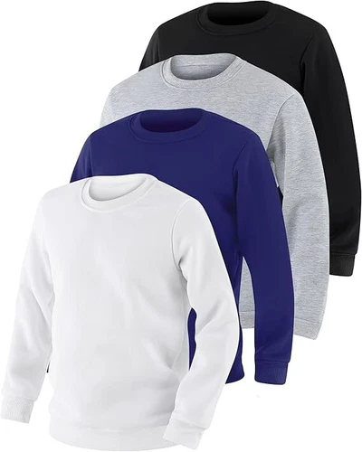 Mens Sweater Work Casual Top Plain Pullover Crew Neck Sweatshirt Jumper Jersey - Picture 1 of 9