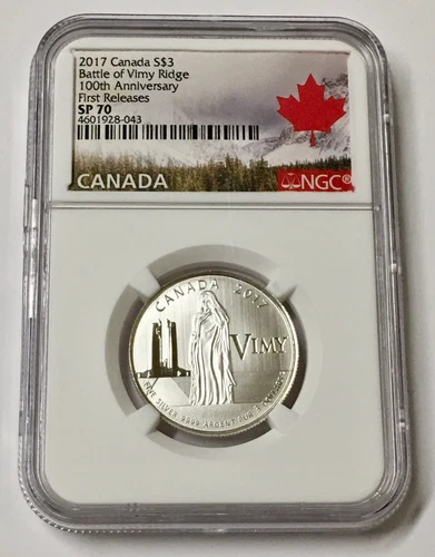 2017 CANADA S$3 NGC FIRST RELEASES SP70 100TH ANNIVERSARY-BATTLE OF VIMY RIDGE