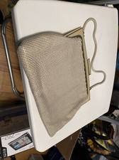 Vtg GLOMESH Made In AUSTRALIA Light Beige Metal Mesh Gold Satin Lined Handbag