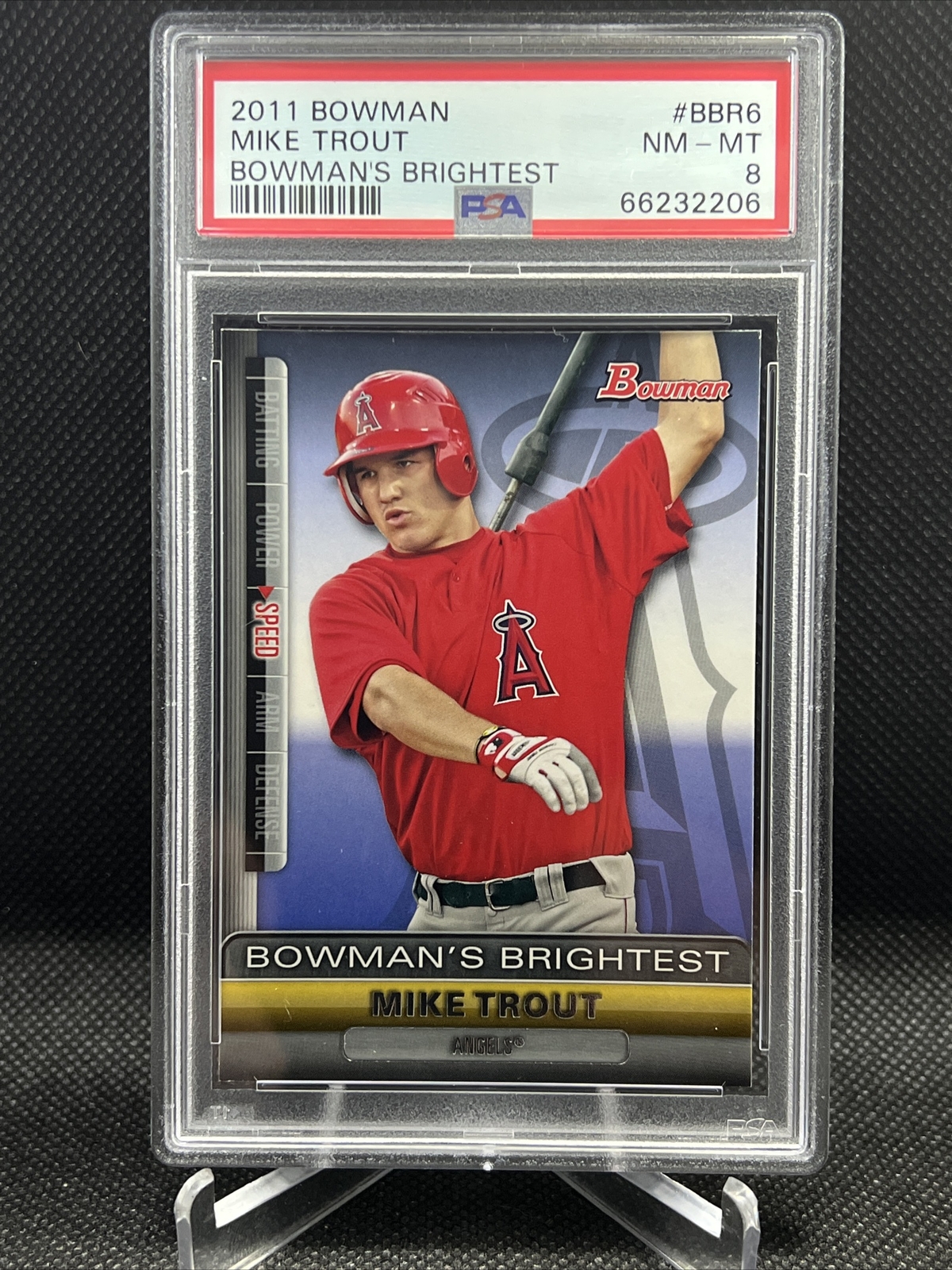 2011 Bowman Bowman's Brightest #BBR6 Mike Trout Angels RC Rookie PSA 8 NM-MT
