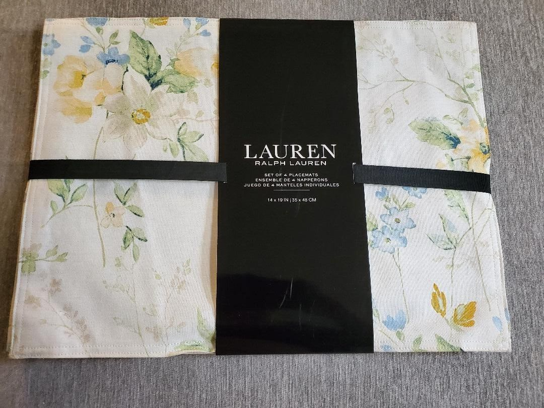 Spring Summer Ralph Lauren Floral Blooming Flowers Cotton Placemats Set