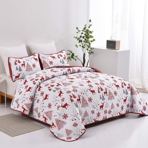 Christmas Bedspread Coverlet Set Patchwork Quilted Queen King Size Bedding New - Picture 73 of 132