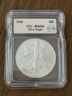 1999 | American Silver Eagle |  ICG  | MS69+ | Graded | 1 oz .999 Fine Silver