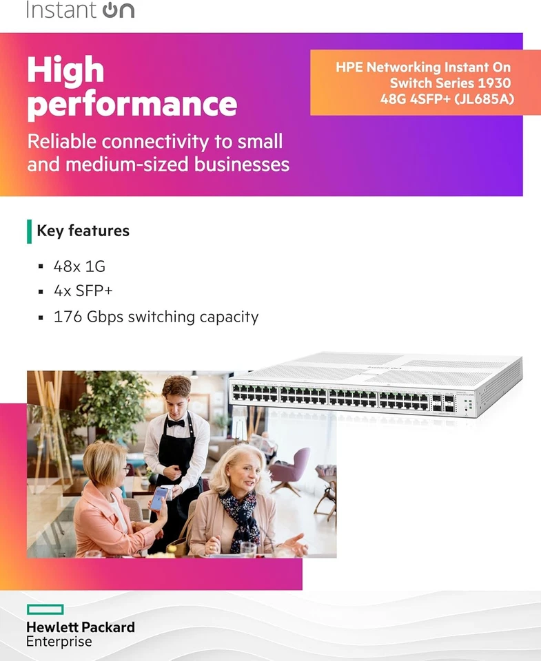 HPE Networking Instant On Switch Series 1930 48-Port Gb Smart-Managed Layer 2+ E - Image 3 of 4