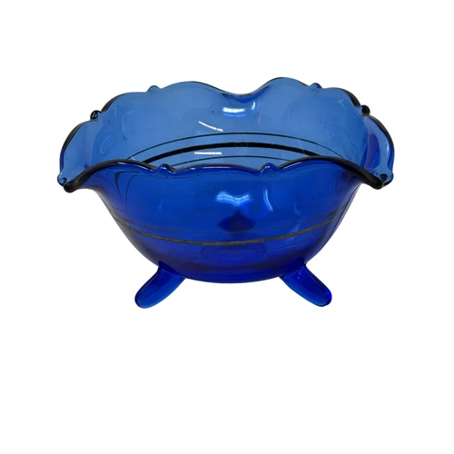 LE Smith Mt Pleasant Cobalt Blue Depression Glass Bowl Candy Dish