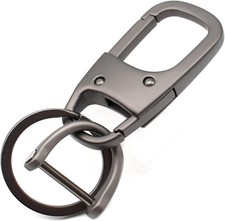 Metal Keychain Car Fob Key Chain Holder Color: Gunmetal