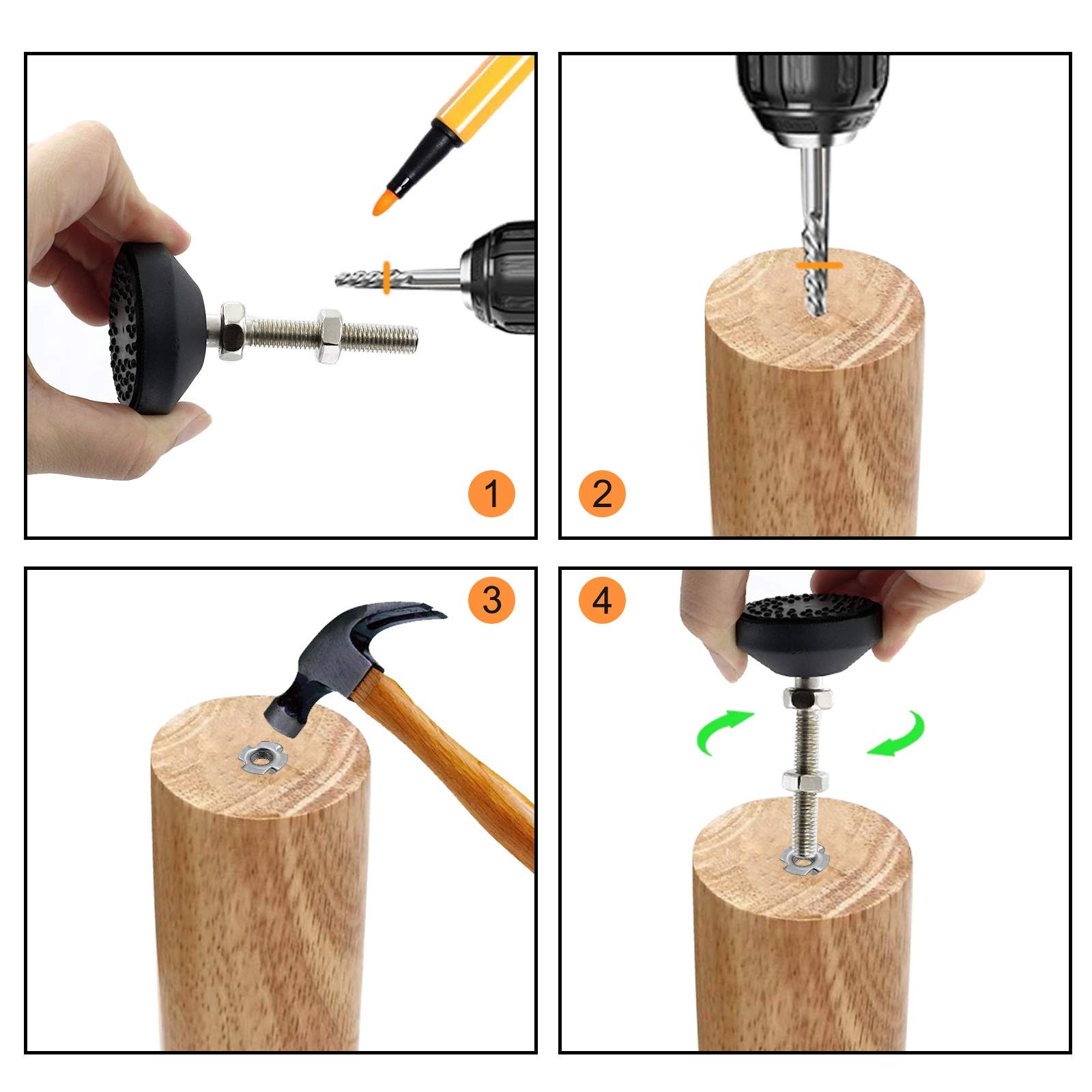 4pcs Swivel Furniture Leg Levelers Adjustable Leveling Feet Glide for Tables